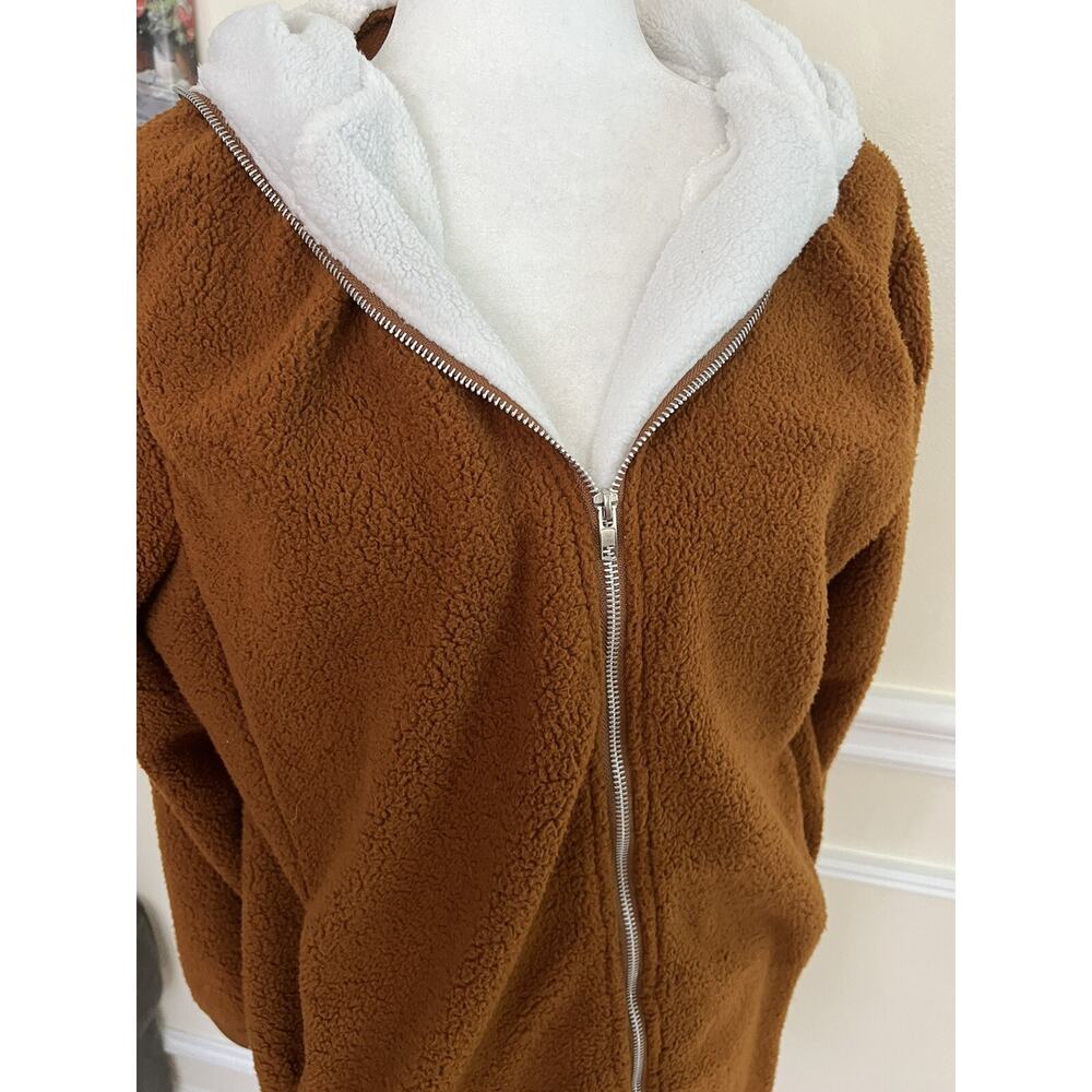 Forgotten Grace Hooded Soft Fuzzy Zip Up Jacket size XL brown color A003025 - Picture 7 of 9